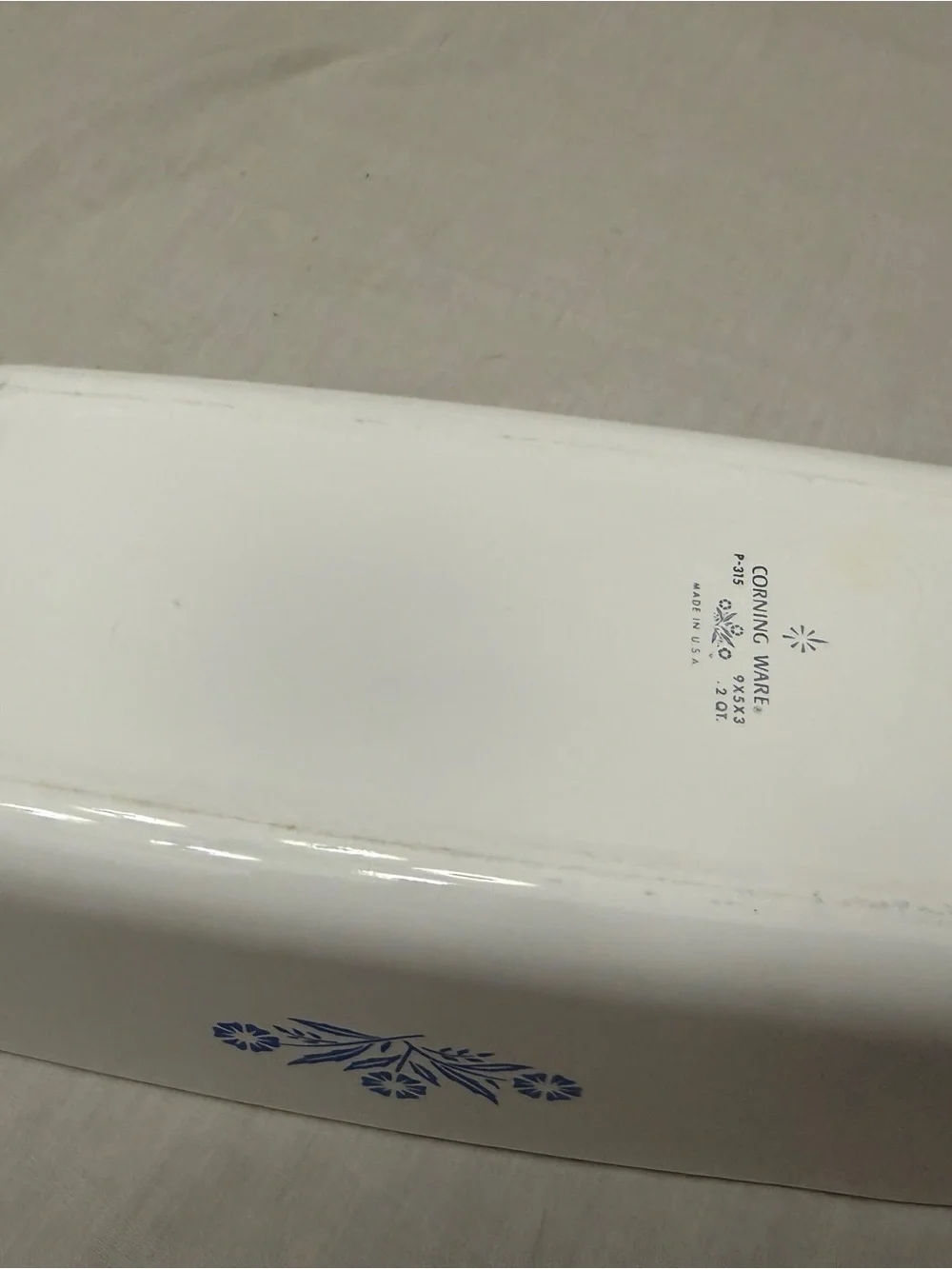 Corningware White Rectangular Baking Dish with Blue Floral Motif